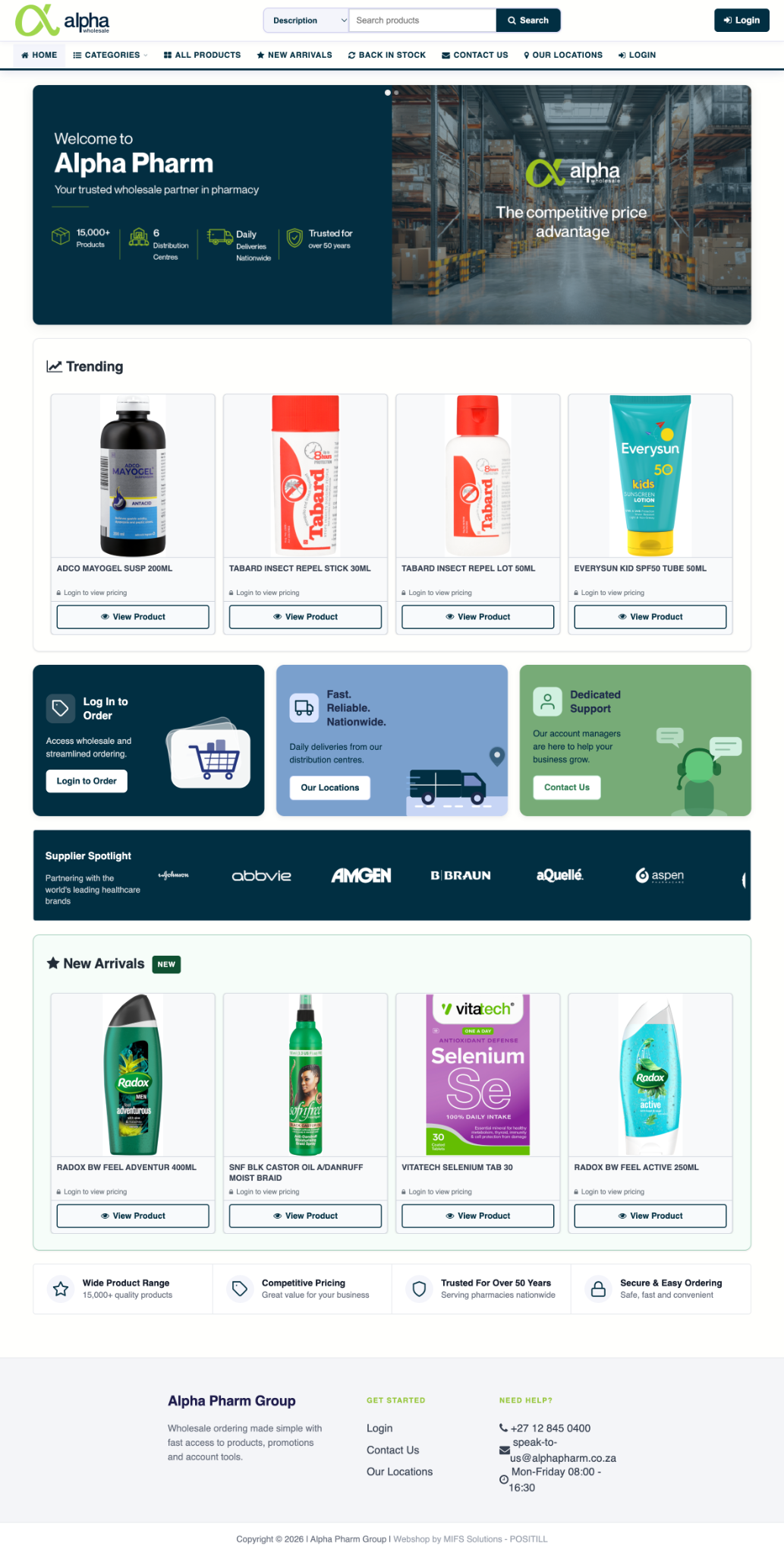 Alpha Pharm Group public webshop homepage
