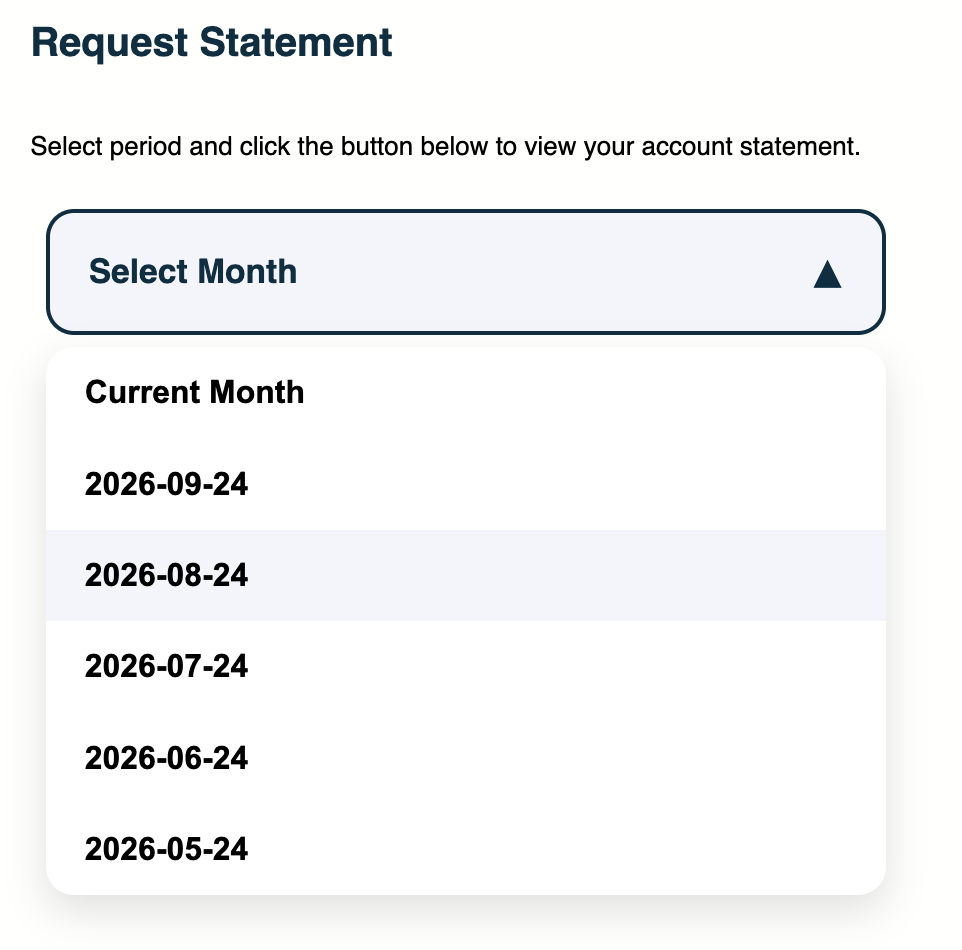 Previous statement periods list