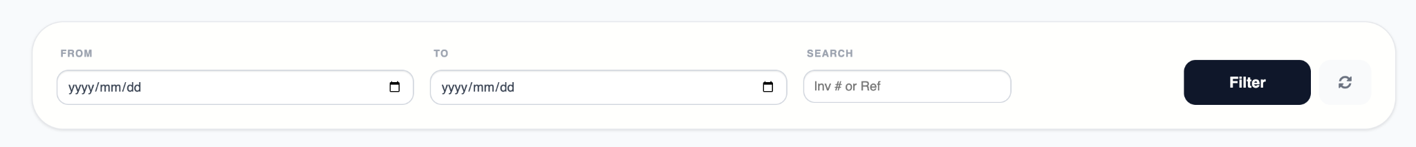 Sales History date and search filters